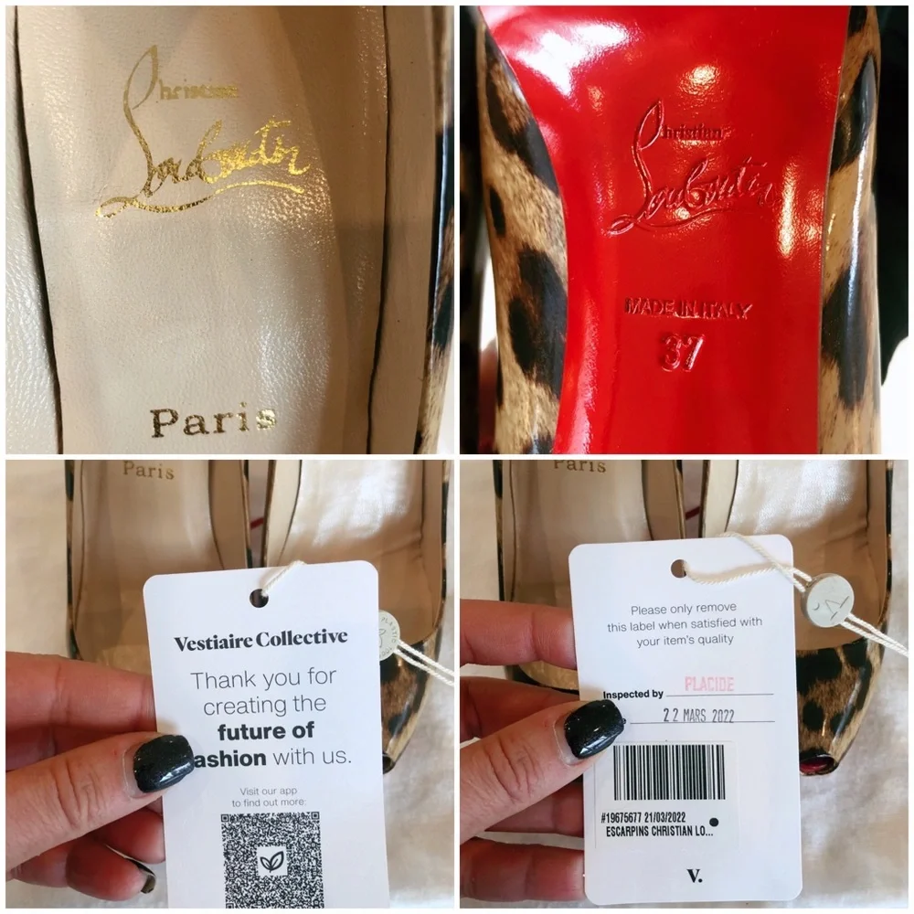 CHRISTIAN LOUBOUTIN “Open Clic” Leopard Patent Peep Toe Pumps SZ 37 - Picture 17 of 17